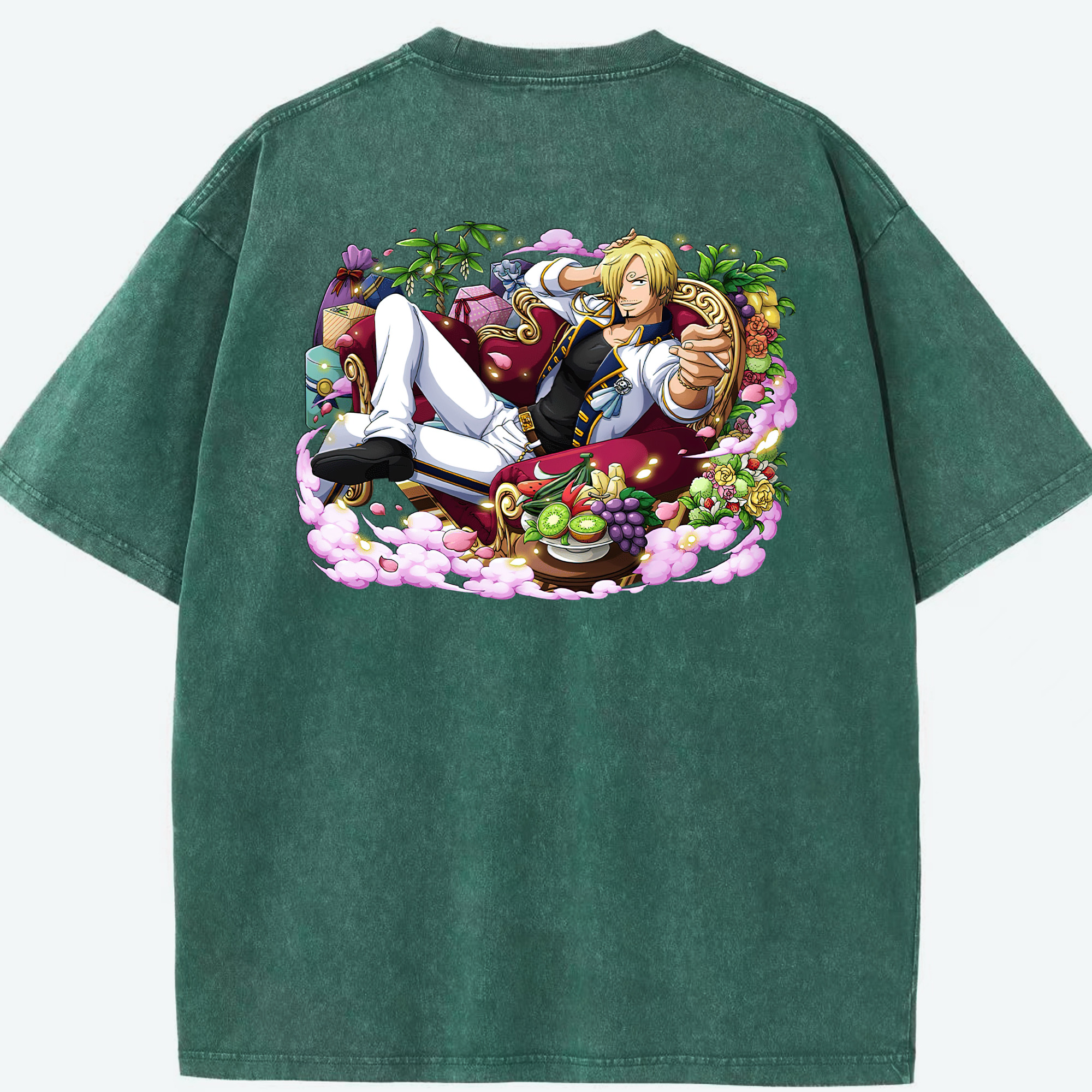 ワンピース サンジ ONE PIECE Sanji 綿100% ヴィンテージ風 半袖Tシャツ（背面プリント）